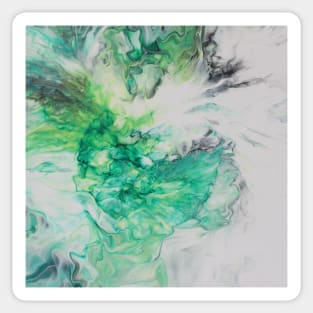 Green Acrylic Pour Painting Sticker